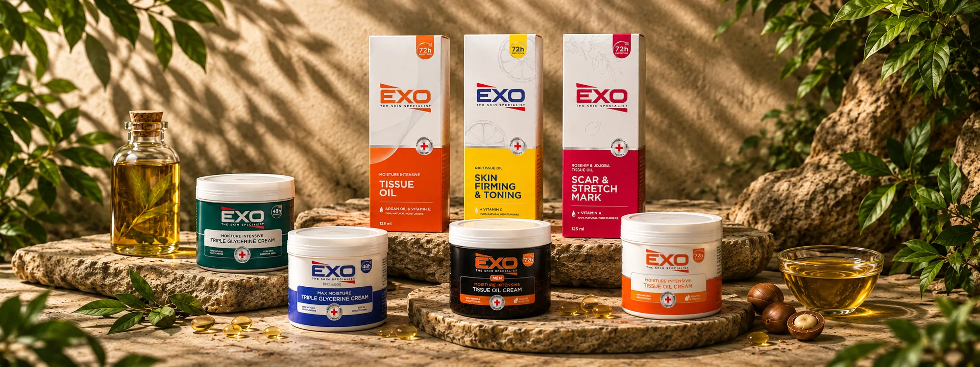 The EXO range of creams and tissue oils